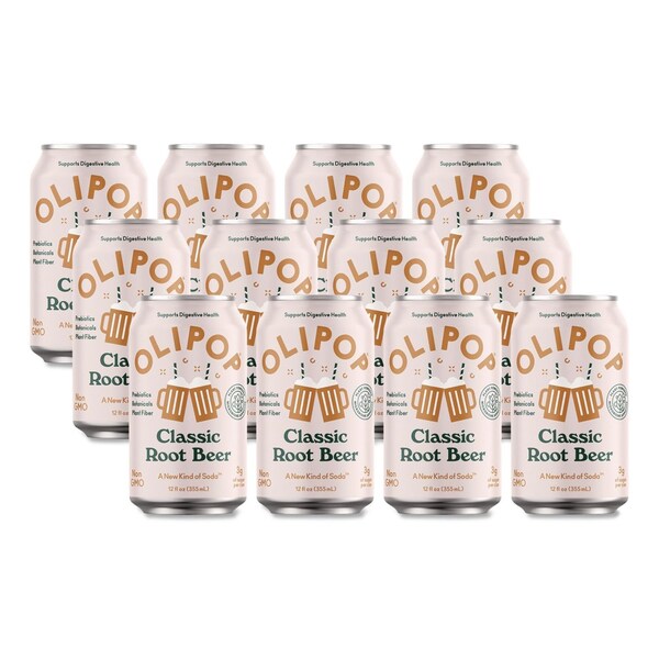 Olipop Prebiotic Soda, Root Beer, 12 oz Can, 12PK ICO70288 - main