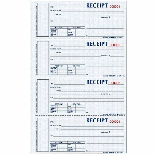 Rediform Money Receipt Book, 3-Part, Carbonless, 2-3/4" x 6-7/8", 200 Sets/Book S1657NCL - main
