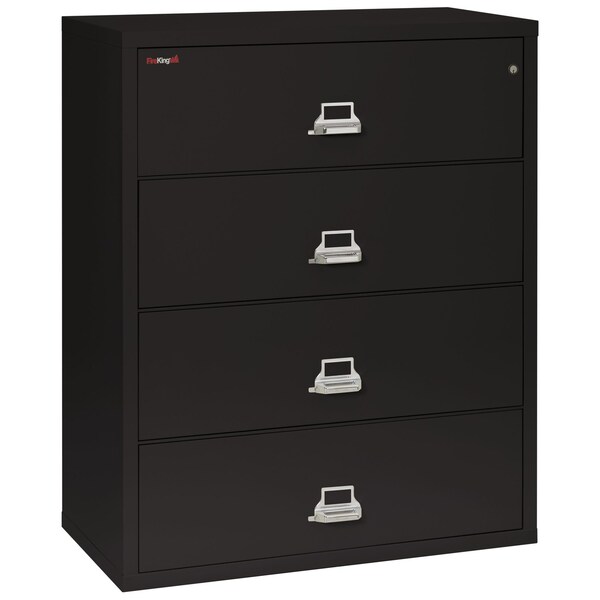 Fireking 38-15/16" W 4 Drawer Fire-Resistant Lateral File Cabinet, Black, Letter/Legal 4-4422-CBL - main