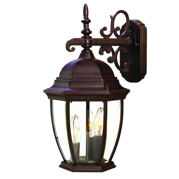 Homeroots Three Light Dark Brown Wide Hanging Lantern Wall Light 398383 - main