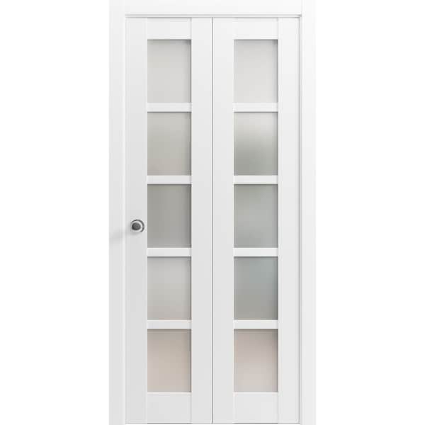 Sartodoors Sliding Closet Bi-fold Doors White Solid Core Modern Interior QUADRO4002BF-WS-64 x 84 (2* 32x84) - main