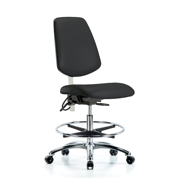 Blue Ridge Ergonomics Vin Med Ben Chair, Med, Bk, Blk, CL100/ESD, No Arms, 22" to 29" Height, Black BR-NECR-VMBCH-MB-CR-T1-A0-CF-EC-ESDBLK - main