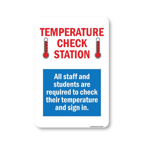 Signmission PSA, Temperature Check Station, 14in X 10in Peel And Stick Wall Graphic, OS-NS-RD-1014-25434 OS-NS-RD-1014-25434 - main