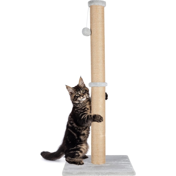 Yssoa FluffyDream 37in Cat Scratching Post, Natural Sisal Rope Scratcher with Dangling Teaser Ball and Co PTTREESCRACH37G01 - main