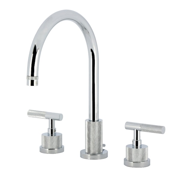 Kingston Brass Widespread Bathroom Faucet with Knurled Handle and Brass Pop-Up, Polished Chrome KS8921KNL - main