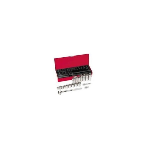 Klein Tools 3/8" Drive Socket Wrench SAE 20 Pieces 3/8 in to 7/8 in , Chrome 65508 - main
