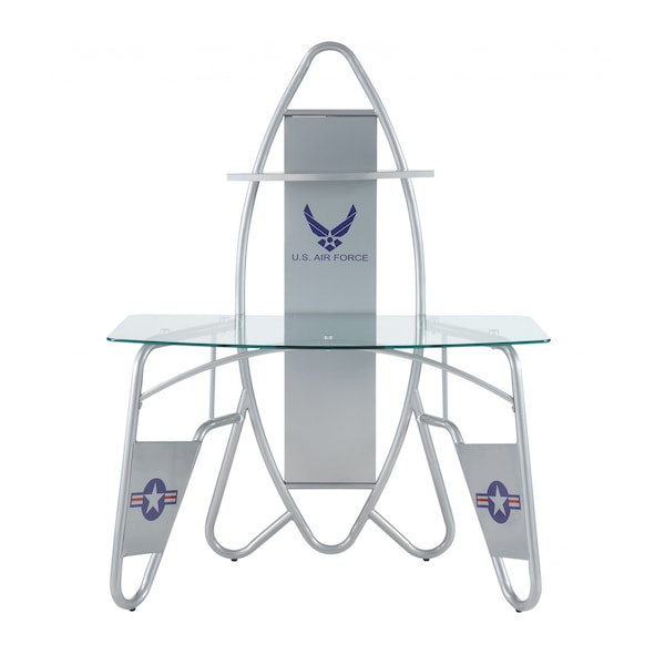 Homeroots 47" Clear and Silver Glass Computer Desk 319061 - main