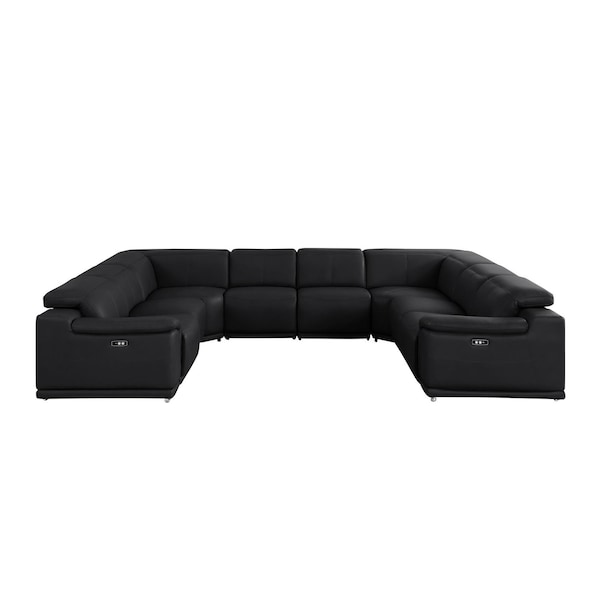 Homeroots Black Leather Modular U Shaped Eight Piece Corner Sectional 643955 - main
