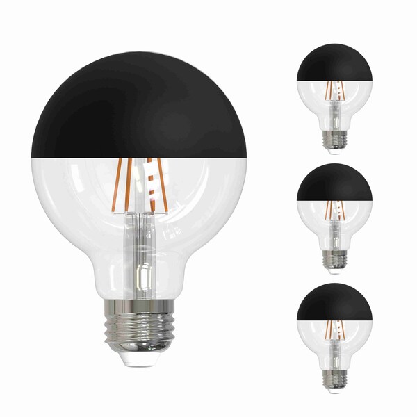 Bulbrite LED Filament, 5 Watt Dimmable G25 Light Bulb, Half Black Finish, E26 Base, 2700K 400 Lumens, 4PK 862063 - main