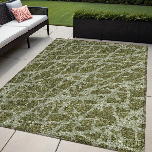Homeroots 5' X 8' Green Abstract Washable Non Skid Indoor Outdoor Area Rug 559644 - main