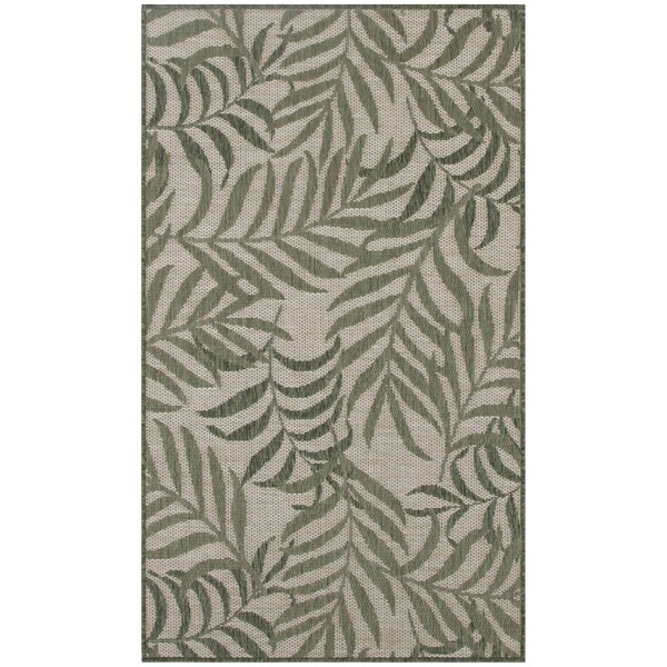 Homeroots 3' X 5' Ivory And Green Palm Leaf Indoor Outdoor Area Rug 554776 - main
