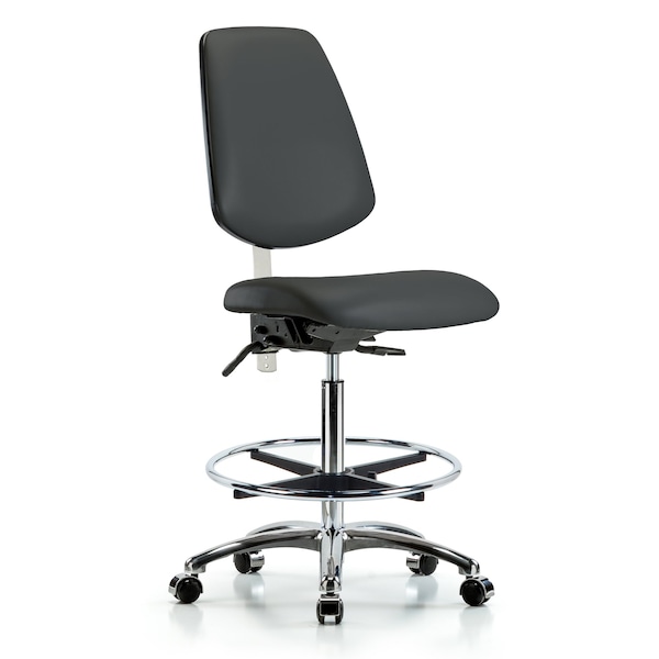 Blue Ridge Ergonomics Clean Room Chair Vin Hi Ben Chair, Med, Bk, Gry, CL100, No Arms, 26" to 35-1/2" Height, Vinyl, Charcoal BR-NCR-VHBCH-MB-CR-T1-A0-CF-CC-8605 - main