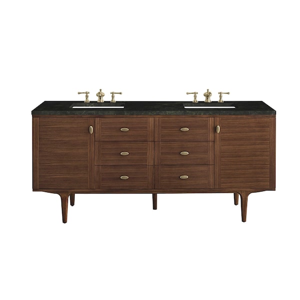 James Martin Vanities Amberly 72" Double Vanity, Mid-Century Walnut, w/ 3 CM Phantome Eclos Top 670-V72-WLT-3PHT - main