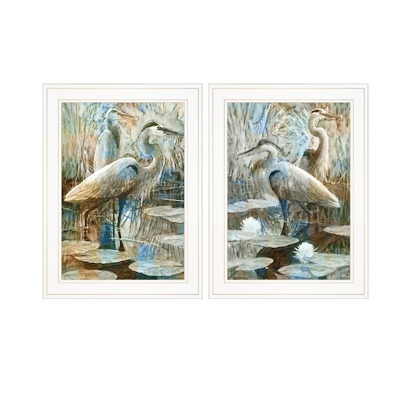Homeroots Set Of Two Marsh Herons I and Sea II White Framed Print Wall Art, 2PK 408046 - main