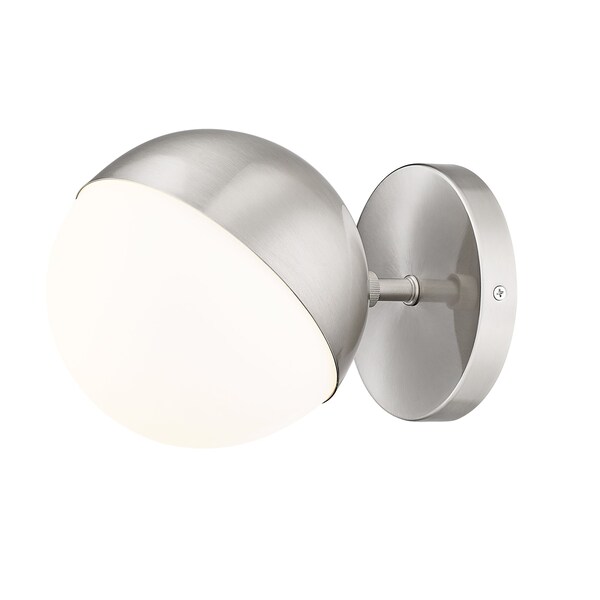 Z-Lite Realm Sphere 1 Light Wall Sconce, Brushed Nickel/Matte Opal, 6.25 In W 7517-1S-BN - main