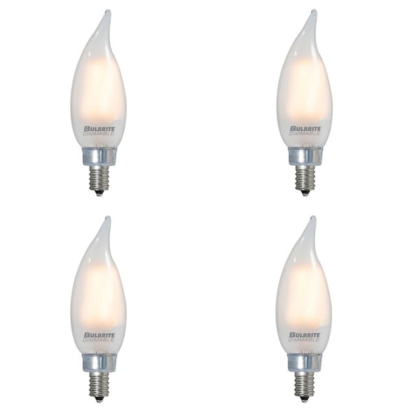 Bulbrite 40-Watt CA10 Dimmable (E12) Candelabra Screw Base LED Warm White Light Milky Light Bulb, 2700K, 4PK 861416 - main