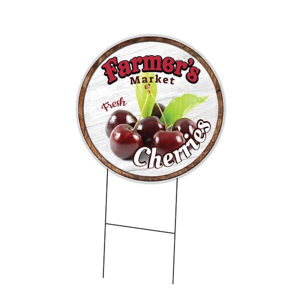 Signmission Farmers Market Cherries Double Sided Corrugated Plastic Circle Yard Sign, C-16-CIR-DS-WS- Cherries C-16-CIR-DS-WS- Cherries - main