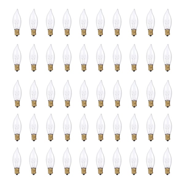 Bulbrite 40w Dimmable Clear CA8 Incandescent Light Bulbs Candelabra (E12) Base, 2700K Warm White Light, 50PK 861964 - main