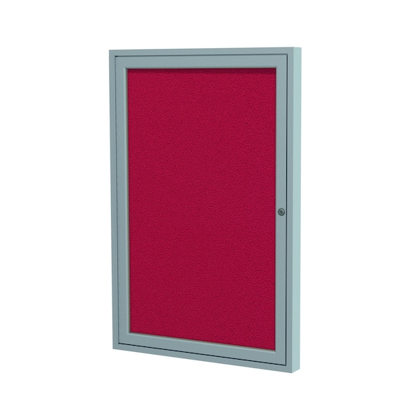 Ghent 1 Door Enclosed Fabric Bulletin Board, Satin Aluminum Frame, 36''H x 30''W, Red PA13630F-98 - main