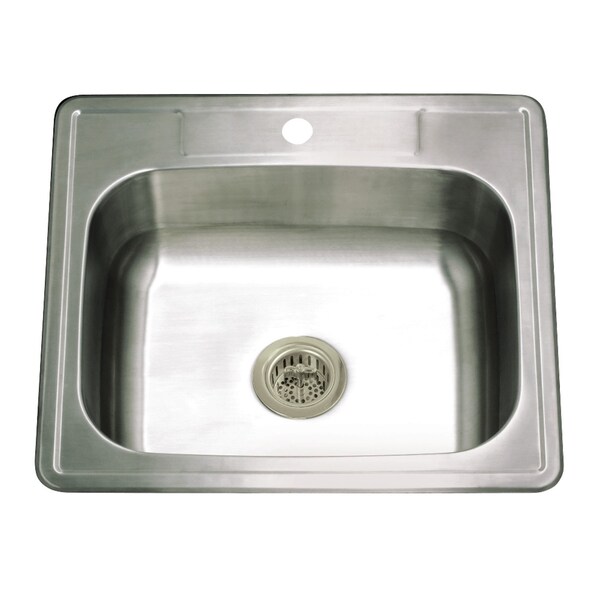 Kingston Brass 25-Inch Stainless Steel Self-Rimming Single Bowl Drop-In Kitchen Sink, 1-Hole with Strainer KGKTS2522818 - main