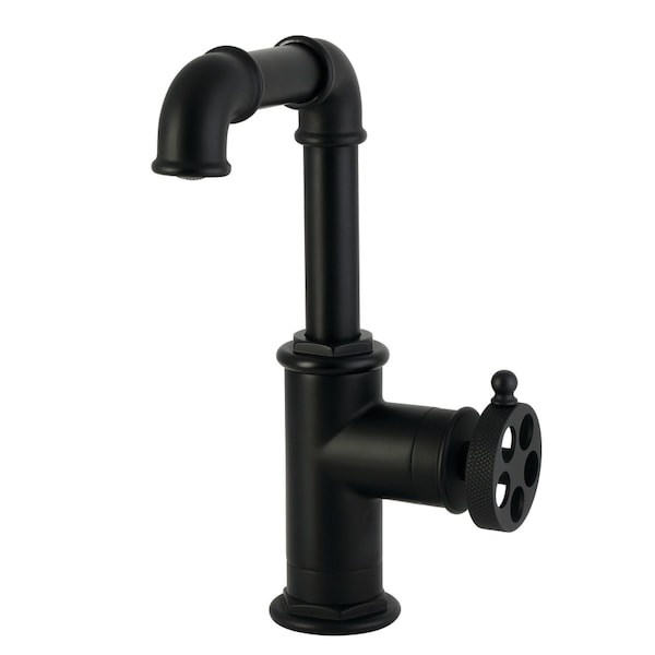 Kingston Brass One-Handle Single-Hole Bathroom Faucet with Knurled Handle and Push Pop-Up Drain, Matte Black LS6000RKZ - main