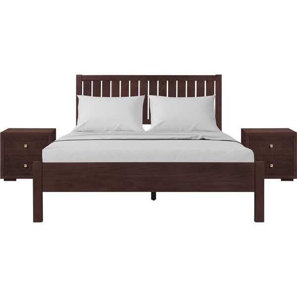 Homeroots Three Piece Espresso Solid Wood Bedroom Set 523678 - main
