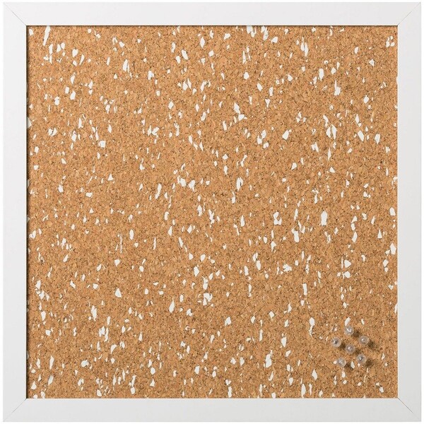 Mastervision White Speckled Cork Bulletin Board, White MDF Frame, 18" X 18" SF2414116616 - main