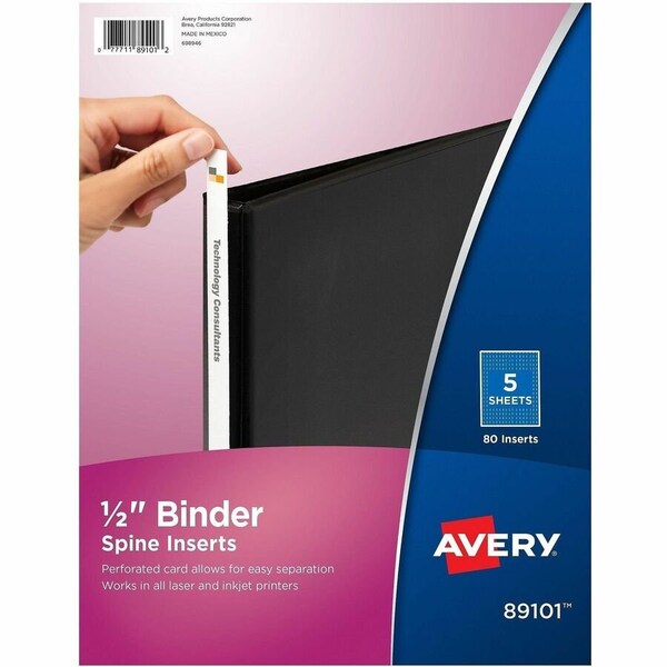 Avery Dennison Avery, Binder Spine Inserts, 1/2in Spine Width, 5PK 89101 - main