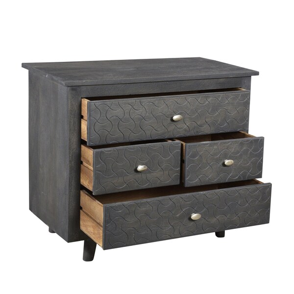 Homeroots 30" Gray Solid Wood Four Drawer Nightstand 488764 - main