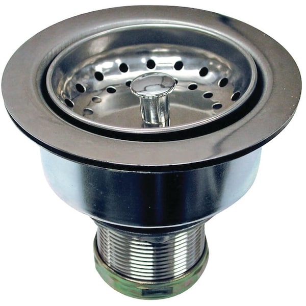 Danco Basket Strainer Assembly, 3-1/2 in Dia, Stainless Steel, Chrome, For: 3-1/4 x 4 in Opening Sink 86803 - main