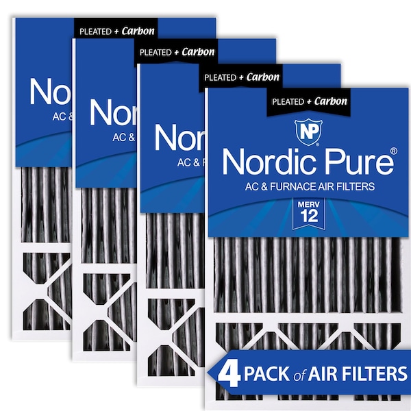 Nordic Pure 16x25x5 Plus Carbon Pleated Air Filter, High Capacity, MERV 12, 4 PK 16x25x5HPM12C-4 - main