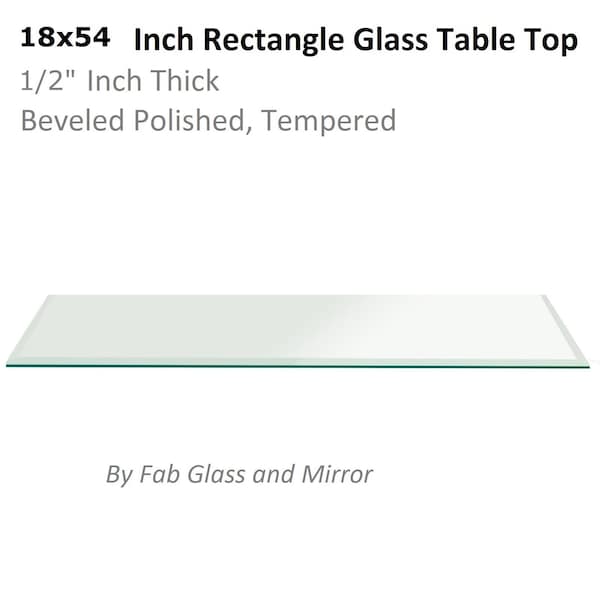 Fab Glass And Mirror 18x54in Rectangle 1/2in Thick, Beveled Tempered Radius Corners Glass Table Top, 18in x 54in, Cl T-18x54REC12THBETE - main