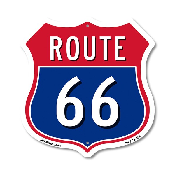 Signmission Route Marker Shield Sign Route 66, 12 Inch X 12 Inch, Plastic Sign SHI-P-12-459 - main