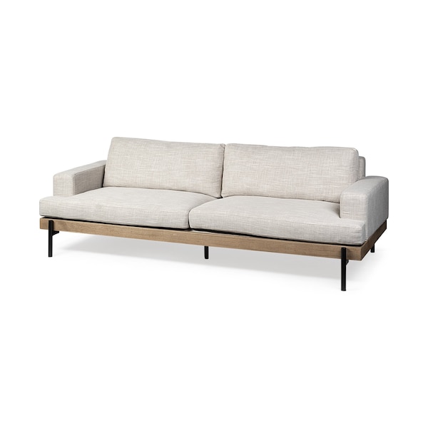 Homeroots 95" Beige Fabric Sofa With Black Legs 606784 - main