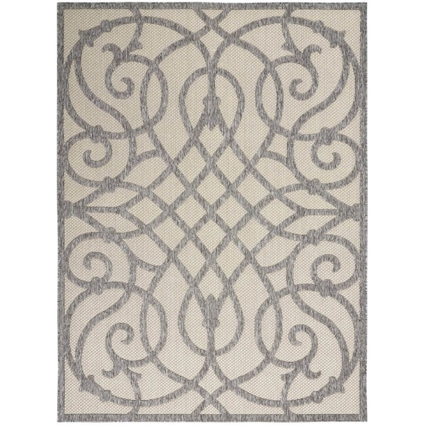 Homeroots 6' X 9' Cream And Gray Trellis Indoor Outdoor Area Rug 550465 - main