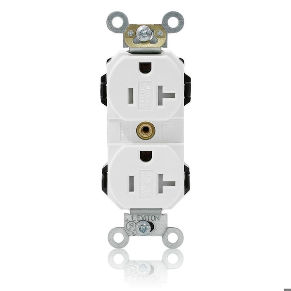 Leviton Straight Blade Receptacle, 5-20R, 20 A, 125V AC, Flush Mount, Self-Grounded MT563-SW - main