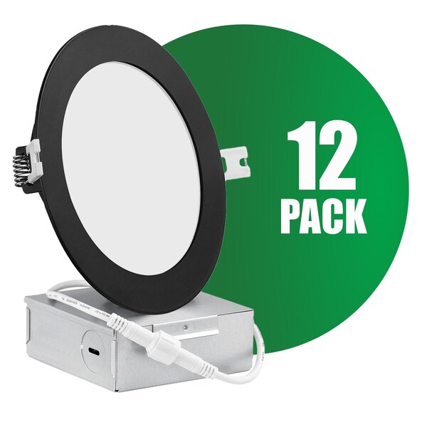 Qplus 6-Inch Slim-Panel Recessed Light Black, 4000K Warm White, 12PK 21105924-12 - main