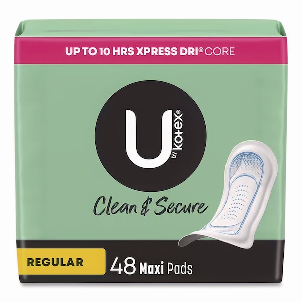 Kotex U by Security Regular Maxi Pads, Unscented, 48PK 47240 - main