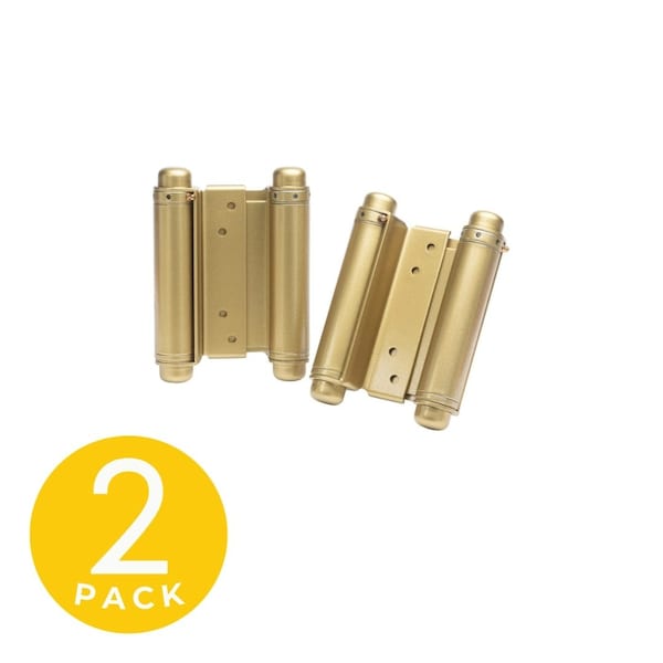 Trans Atlantic Co. 5 in. Bright Brass Double Acting Barrel Spring Square Corner Door Hinge with Fixed Pin - Pack of 2 DH-TAN5005-US3 - main