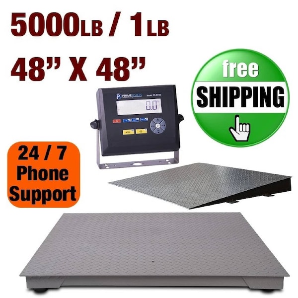 Prime Systems New Prime Scale Series 5000x1lb Floor Scale 48x48 wPS-IN103 Indicator and Ramp PS-5000F+103+Ramp-Ebay - main