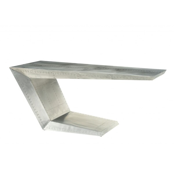 Homeroots 71" Silver Aluminum Writing Desk 319062 - main