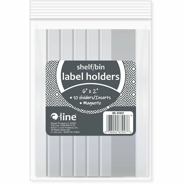 C-Line Products Magnetic Shelf/Bin Label Holder, 2", PK10 87247 - main