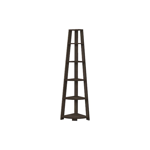 Homeroots 71" Oak Particle Board and Wood Five Tier Corner Bookcase 489811 - main