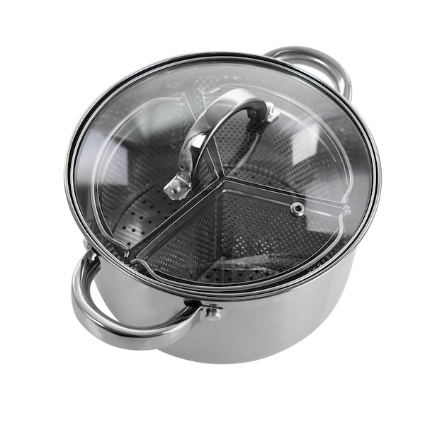 Oster Sangerfield 5 Piece 4 Quart Stainless Steel Dutch Oven with Lid and 3-Section Dividers 128612.05 - main