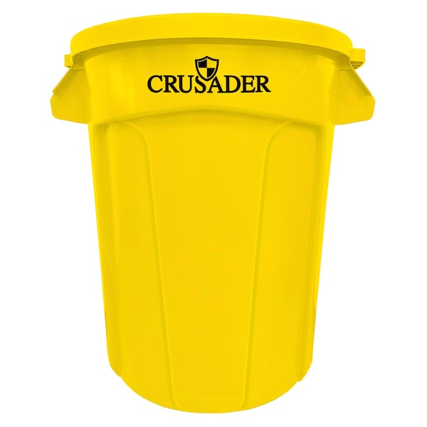 Crusader Round Heavy-duty Utility Container, 32 Gal, 22in Dia. x 27-3/10in H, PE, Yellow, NSF CTC-32YL - main