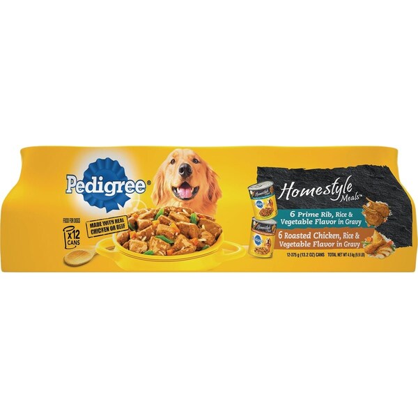 Pedigree Meals Prime Rib Rice & Vegetable/Roasted Chicken Rice & Vegetable Variety Wet Dog Food, 12PK 798758 - main