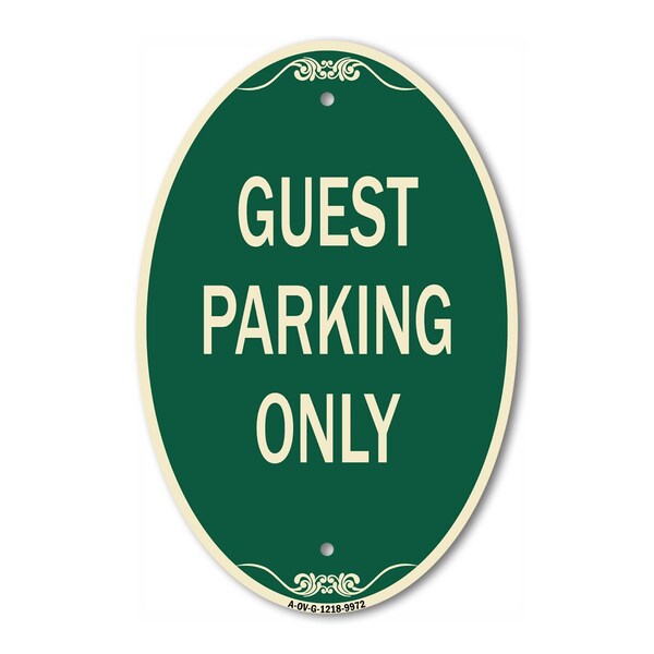 Signmission Guest Parking Only, 12 Inch X 18 Inch Architectural Oval, Heavy Gauge Aluminum A-OV-G-1218-9972 - main