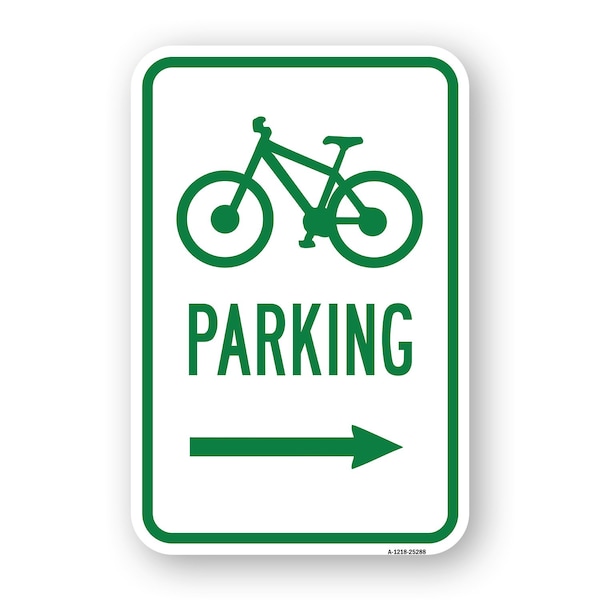 Signmission Bicycle Parking With Right Arrow, Heavy-Gauge Aluminum, 18" x 24", A-1824-25288 A-1824-25288 - main
