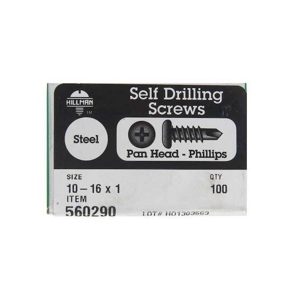 Hillman Self- Drilling Screws No. 10-16 S X 1 in L Phillips Pan Head Zinc-Plated 560290 - main