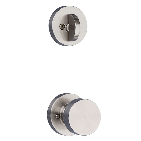 Kwikset Pismo Knob with Round Rose Interior Single Cylinder Handleset Trim Satin Nickel Finish 966PSKRDT-15.UNIV - main